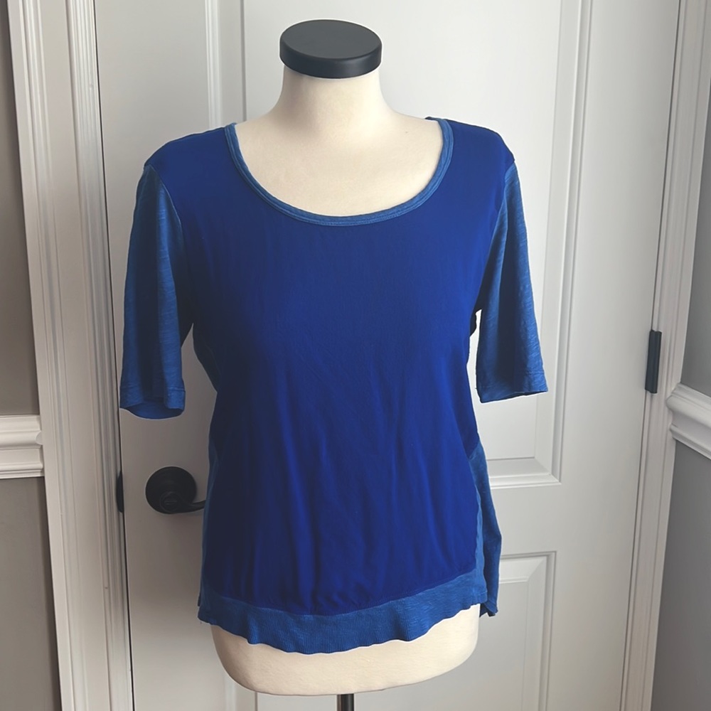 Anthropologie Left of Center Bright Cobalt Blue Tunic Tee Size Medium